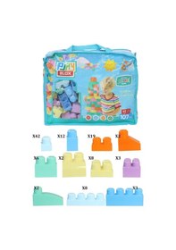 Resim Play Blox 2977 Pastel Renkler Mega Blok Seti 107 Parça Mavi Çantalı 