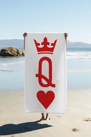 Resim Dijital Baskı Plaj Deniz Havlusu Queen Desenli Peştamal HVL0099 