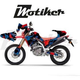Resim Honda Crf 250l 2025-2026 Model Adventure Kamuflaj Siyah Mavi Lacivert Tasarımı Sticker Etiket Modeli 