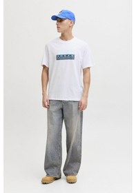 Resim Jack & Jones Jcofusıon Dots Print Erkek Tişört Bisiklet Yaka Kısa Kollu Beyaz 