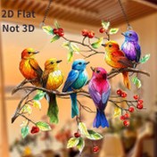 Resim 2D Düz - [2D Düz] 1 adet 2D Akrilik Renkli Kuş Güneş Tutucu (20.32cm X 20.32cm) - Detaylı Kuşlar ve Dalalarla Canlı Renkli Cam Stili Pencere Asılısı, Oturma Odası, Yatak Odası, Dış Mekan Bahçesi veya Balkon Dekoru İçin İdeal - Aile ve Arkadaşlar İçin Mükemmel Hediye, Kuş Dekoru 