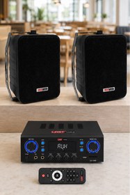 Resim Lastvoice Black Wall Small Paket-1 Hoparlör ve Anfi Ses Sistemi Seti (1 ANFİ + 2 HOPARLÖR) 