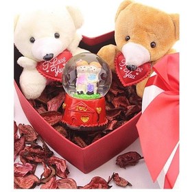 Resim Sevgiliye Eşe Sürpriz Hediye Mini Ayıcıklar ve Sevgililer Kar Küresi Set HDH75 