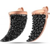 Resim Siyah Taşli Fil Dişi Gümüş Küpe 