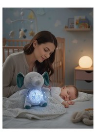 Resim Sesli Ve Işıklı Pelüş Uyku Arkadaşı Fil Gri 