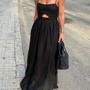 Resim Kadınlar İçin Şık Resmi Gece Elbisesi - Kolsuz Uzun Kesim, Dar Kesimli, Parti ve İş Etkinlikleri İçin, Makinede Yıkanabilir Esnek Olmayan Yüksek Kaliteli Kumaşlı Profesyonel Kadın Elbisi NS702, Özel Günler İçin Zarif Elbise 