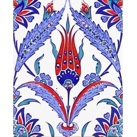 Resim Armada Çini 20x25 Cm AC 1002 Kütahya Çinisi Lale Desenli Çini Karo 