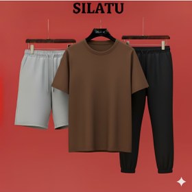 Resim SILATU KAHVERENGİ TİŞÖRT EŞOFMAN ŞORT 3-LÜ TAKIM 