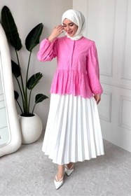 Resim Tesettür Diyarı Lola Fisto Kumaş Astarlı Tesettür Gömlek- Pembe 