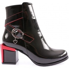 Resim Dgn 730-22k Kadin Kemer Detayli Topuklu Bot 730-1922-R1645 Siyah Rugan 