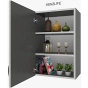 Resim Kenzlife mutfak dolabı irem 060.060.32 gri 2 raflı kapaklı ofis banyo kiler evrak kitaplık 