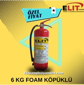 Resim ELİT YANGIN VE GÜVENLİK SİSTEMLERİ 6 KG FOAM KÖPÜKLÜ YANGIN SÖNDÜRME TÜPÜ ÖZEL FİYAT 