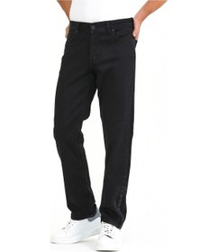 Resim Vikingsjeans Normal Kesim Fermuarlı Geniş Paça Yüksek Bel Siyah Baba Örme Kumaş Kot Pantolon Siyah 