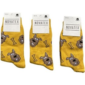 Resim Lukitus Unisex Eğlenceli Köpek Desenli Soket Çorap 3 Adet Sarı 