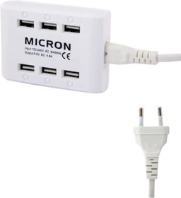 Resim Micron Çoklu Şarj Cihazı 4.8 Amper Mıcron 6 Port 