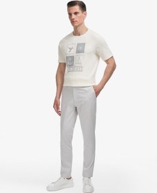 Resim Cacharel Açık Gri Slim Fit Pamuk Karışımlı Beli Lastikli Kanvas Pantolon 