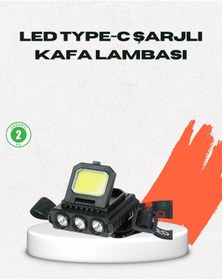 Resim Usb Şarjlı Kafa Feneri 800 Lumen Ayarlanabilir Cob Ve Xpe Led Siyah 