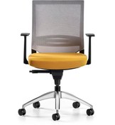 Resim Bürotime Cozy Çalışma Koltuğu Gri/sarı - 3d Kol - Alüminyum Ayak 