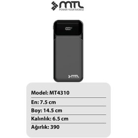 Resim 10000 Mah 22.5w Süper Hızlı Şarj Dahili Kablolu Dijital Led Göstergeli Pd Ve Qc 3.0 Powerbank Mt4310 Siyah 