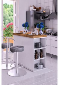 Resim Kartal Ada Katlanabilir Mutfak Yemek Masası Kiler Kapaklı Dolap 