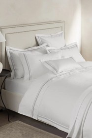 Resim Cavendish 800 Tel Mısır Pamuğu Saten Düz Çarşaf - Beyaz-Gri / King 275 × 275 cm 