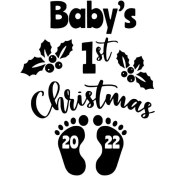 Resim Babys First Christmas 2022 Sticker Oto Motor Laptop Duvar Folyo Sticker 40X52 cm 