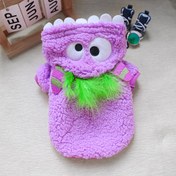 Resim 1 adet Sevimli Canavar Tasarımlı Evcil Köpek Ceket, Küçük Irk Örgü Polyester Kazak Çıtçıtlı Kapatma, Kapalı Alan Kullanımı İçin Rahat Peluş Yavru Köpek Kapşonlu 