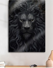 Resim Siyah Aslan Lion - Metal Duvar Tablosu 