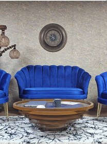 Resim Zafir İstiridye Takım Gold Kaplama Telli Ayak Çay Seti Koltuk Takımı Mavi 
