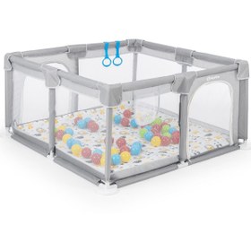 Resim Original Playard Plus Güvenli Bebek Ve Çocuk Oyun Alanı Oyun Parkı 120x120 Oyun Matı Ve Topları - Açık Gri 