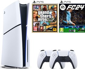 Resim Sony Playstation 5 1 Tb Slim Cd Edition Konsol + 2. Ps5 Kol + Ps5 Gta 5 + Ps5 Fifa 24 Oyunu 
