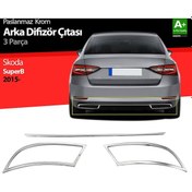 Resim S-Dizayn Skoda Superb Krom Egzoz Çıkışı 3 Parça Set 2015-2019 
