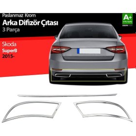 Resim S-Dizayn Skoda Superb Krom Egzoz Çıkışı 3 Parça Set 2015-2019 