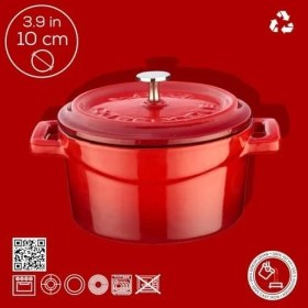Resim Metal Döküm Mini Tencere, 10 Cm, 0.35 L Hacim, Kırmızı 