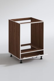 Resim Kenzlife Ankastre Modülü Kabini Malik Ejder Mat Ceviz Renk 85*60*57 Fırın Ocak Dolabı Altıkapaklı Ayarlı Ayak 