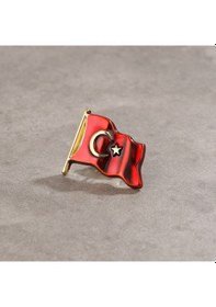 Resim Ay Yıldız Türk Bayrağı Yaka Rozeti Kırmızı 