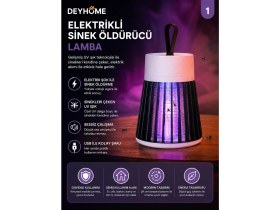 Resim deyhome Elektrikli Sinek Öldürücü Lamba USB Şarjlı Uv Işıklı Sivrisinek Kovucu ve Tuzak Lambası | Sessiz Çalışma | Taşınabilir Tasarım 