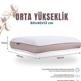 Resim Pamuk Kılıflı Medium Visco Ortopedik Yastık, Kahverengi, 60x40x13 