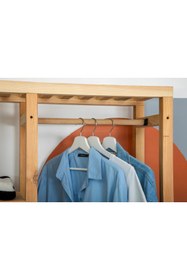 Resim WOODFACE Indigo Doğal Ahşap Açık Gardrop Askılık Portmanto 185x145x35 cm 