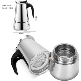 Resim Ocak Üstü 6 Cup Fincan 300 ml Moka Pot Espresso CIN285-6 