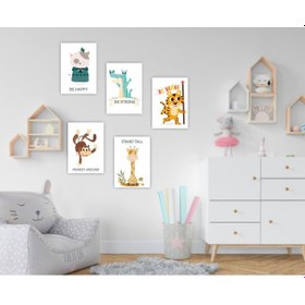 Resim Dekoratif Duvar Poster Çocuk Odası 5'li Kalın 300 Gr Çerçevesiz 