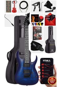 Resim Maxword Grade Blue Rosewood Klavye Hh Yüksek Kaliteli Floyde Rose Elektro Gitar 