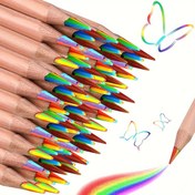 Resim 16'lı Paket Gökkuşağı Çekirdekli Ahşap Renkli Kalemler, Toksik Olmayan HB Uçlu, Çok Renkli Gökkuşağı Çekirdekli Okul, Ev, Eskiz, Grafiti, DIY Sanat Malzemeleri 