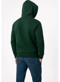 Resim Modi Green Erkek Sokak Stili Haki Üç İplik Kapüşonlu Kanguru Cepli Hoodie Sw 