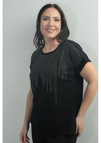 Resim By Saygı Kadın Önü Şelale Taş Baskılı Bisiklet Yaka B.b. Bluz-40860 Siyah 