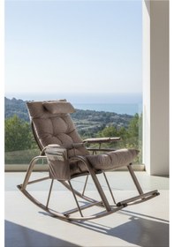 Resim Lumis Garden Sallanan Sandalye, Metal Ayaklı Tv Koltuğu, Sallanan Tekli Koltuk Kahverengi 