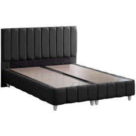 Resim Narva Çift Kişilik Baza Başlık Real Pedli Yatak Seti Antrasit 180 x 200 