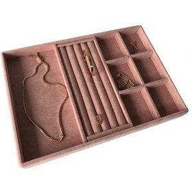 Resim Yeni Yerli Süet Pembe Yüzük-küpe-bileklik-kolye Takı Kutusu Aydındecor Çok Renkli 