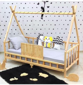 Resim Markaawm Montessori Yatak Ahşap Karyola Çocuk Ve Bebek Beşiği Tren Akçaağaç 