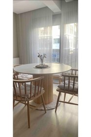 Resim woodywood 120 Cmyemek Masası Yuvarlak Özel Tasarım Beyaz Ahşap Model Mutfak 